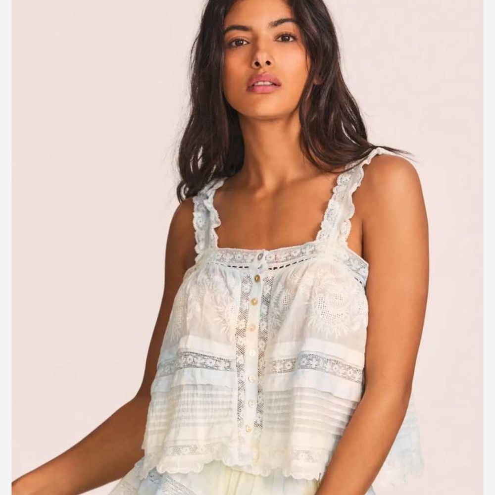 Love Shack Fancy Sully Top in Lily Pond